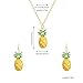 Just Follow Tropical 2pcs Yellow Ruit Green Leaf Pineapple Earings Pendant Necklace Suit for Women Fashion Dangle Earings Jewellery (Pineapple Earring Necklace Set 1)