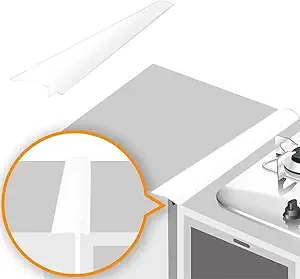 Linda’s Essentials Silicone Stove Gap Covers (2 Pack), Heat Resistant Oven Gap Filler Seals Spaces Between Stovetop and Counter, Easy to Clean Stove Side Guard (25 Inches, White)