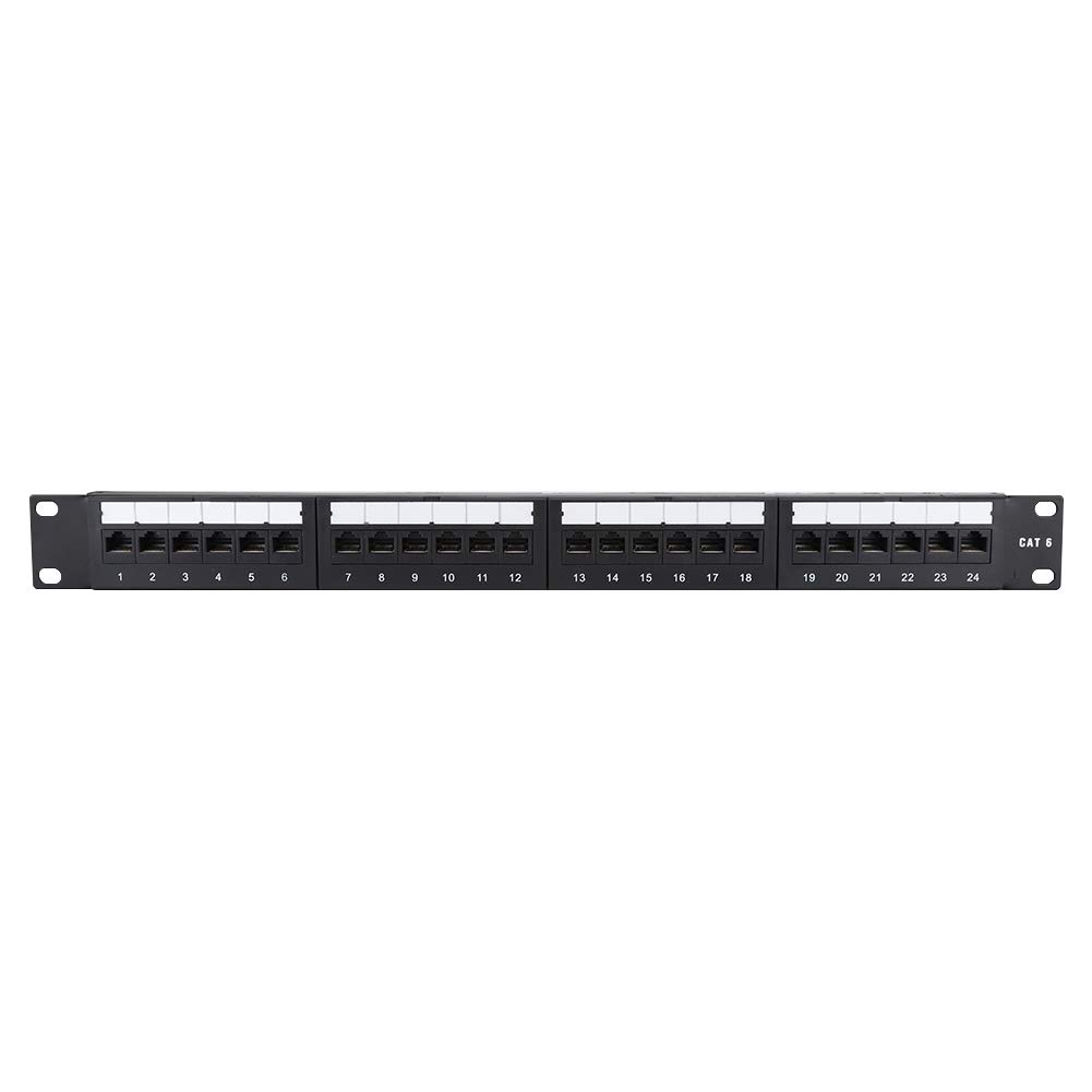 Walfront Panneau de Brassage 24 Ports, Acier plaqué Or, Hub Ethernet CAT6 Haute Vitesse, Montable en Rack pour la Configuration du Serveur et du Réseau