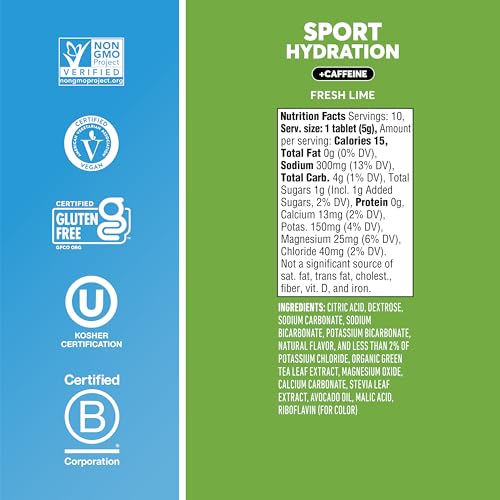 Image of Nuun Sport Electrolyte Tablets with Caffeine Fresh Lime, GF & Vegan, 8 Pack