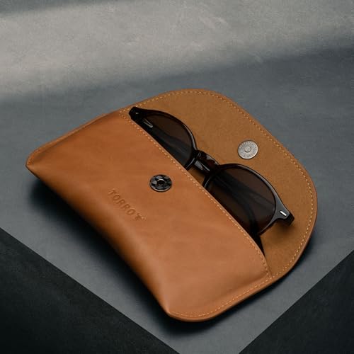 Étui à lunettes de soleil pochette cuir véritable avec bouton-pression