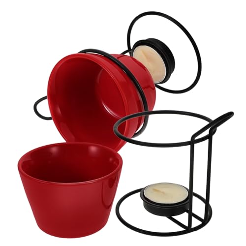 Mikinona Ceramic Butter Warmers for Seafood 2 Sets Cheese Fondue Set Melting Pot and Iron Rack