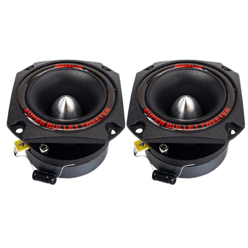 Genius Alto-Falante Tweeter Audio Gpro-T09P 1', 35 Watts Rms - 150 Máx., Pro Titanium Super Bullet, Diafragma De Alumínio, Ímã Ferrite Para Carro, 4 Ohms (2 Tweeters)