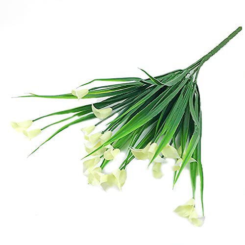 Cusmyre 3Pack Artificial Flower Calla Leaf Plastic Fake Lily Flower Aquatic Plants Faux Plants Bushes For Home Garden Wedding Decor (White) #TOP7