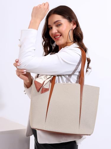 Image of ITTI Capri Tote for Women | Lightweight Three-Compartment Tote Bag with Elegant Scarf Design | Large Capacity Work & Daily Use Bag