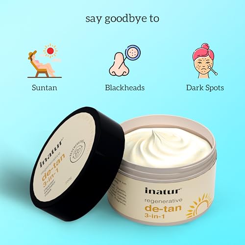 Image of inatur De Tan 3-in-1 Face Scrub | Multipurpose use as Cleanser, Exfoliator & Mask for Glowing Skin | Remove Tan & Brighten | with Niacinamide, Calamine, Papaya & Apricot | for All Skin Types | 200g