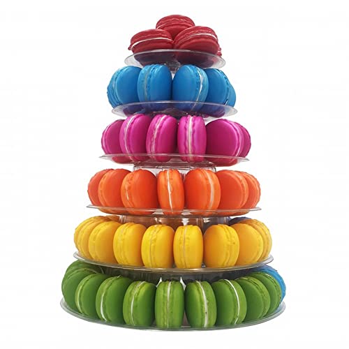 popyes Présentoir à Macarons 4/6 étages Support Macarons Mariage Macaron Tour de Gâteau pour Fête, Anniversaire, Décoration de Mariage (6 étages)