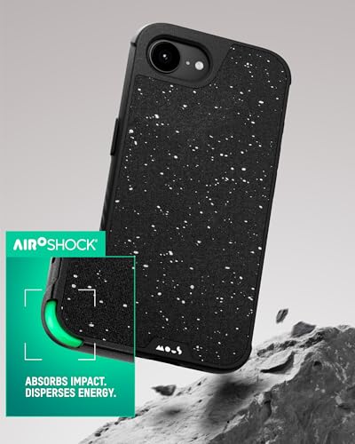 Image of Mous for iPhone 16e Case MagSafe Compatible - Limitless 6.0 - Black Speckled Fabric - Protective Shockproof Phone Cover