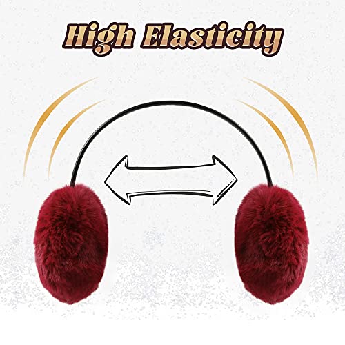Yuoahcn Women Winter Unisex Ear Muffs Faux Fur Warm Earmuffs Lady Girls Plush Ear Warmers Outdoor Ear Covers Headband (Wine Red) #TOP3