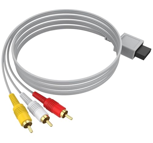 Link-e : Cable AV RCA avec Connecteurs Plaqués Or Compatible avec la Console Nintendo Wii et Wii-U
