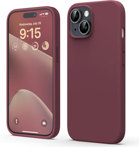 Image of DIZORO Compatible for iPhone 15 Plus Case 6.7, Slim Liquid Silicone Case 3 Layers Full Covered Soft Gel Rubber Phone Case Protective Cover 6.7 Inch - Wine Red