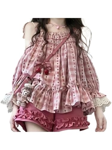 Y2K Kawaii Polka Dot 2 Piece Set Mini Dress and Shorts Large Top