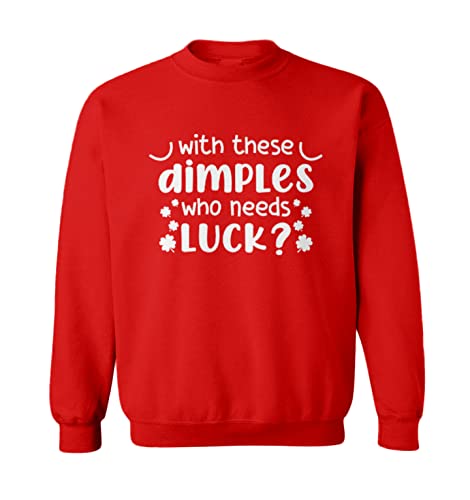 with These Dimples Who Needs Luck? - Toddler Fleece Crewneck Sweater - Main Image