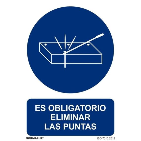 Señal que indica Es Obligatorio Eliminar Las Puntas (pictograma y texto) SEKURECO
