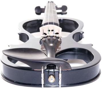 Cecilio 4/4 CEVN-1BK Solid Wood Electric/Silent Violin with Ebony Fittings in Style 1 - Full Size - Black Metallic
