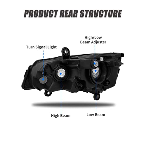 Adcarlights 2011 2012 2013 2014 2015 2016 2017 2018 Grand Caravan Headlight Assembly For 2008-2016 Chrysler Town & Country Chrome Housing Amber Reflector Headlamp Replacement Right Passenger Side #TOP3