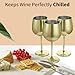 FVPFVP Stainless Steel Wine Glasses Set of 2 — Unbreakable, Stemmed Metal Wine Glass for Outdoor Events and Trips. Elegant and Fancy — Perfect for Holidays, Birthdays, and Anniversaries(Gold)