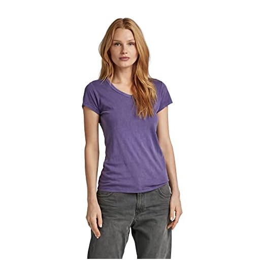G-Star RAW Eyben Slim V-Neck Top, Tops para Mujer, Púrpura (dk violet gd D21314-B059-D829), L