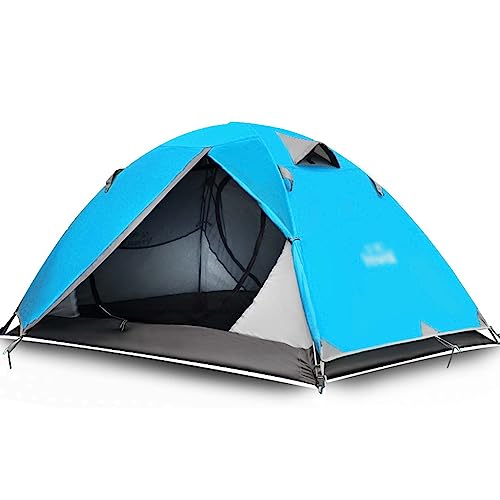 Carpa para camping doble capa 1-2 personas azul miniatura 1