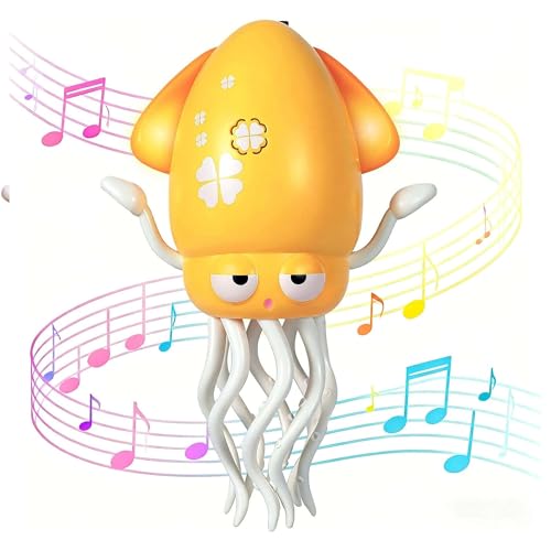 Image of Kidology Electric Crawling & Dancing Octopus - Squid Toy | Musical Tummy Time & Learning Toy with Lights for Babies & Toddlers 3-36 Months | Octopus Ideal Birthday for Boys & Girls (Yellow)