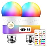 HEKEE LED電球 口金直径26mm 電球色2700K, 100形相当 1200LM リモコン 変更電球 RGB + E26 (2個セット)