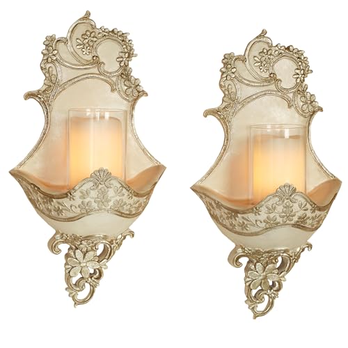 Floressa Platinum Candle Holder Wall Sconce Pair