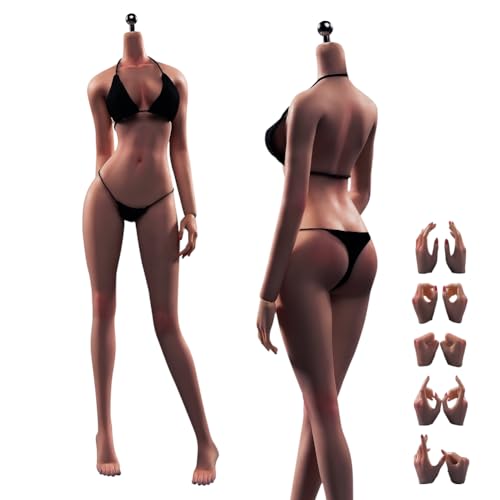 1/6 Scale Female Body,12inch Super Flexible Seamless Female Figure Body Makeup Version with Undetachable Feet Tall and Slender Miniature Action Figure...