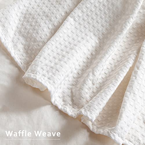 Miye Pleated Waffle Weave Bed Skirt, Tailored Dust Ruffle 14 Inch Drop Easy Fit , Bed Frame Cover, Machine Washable (Queen) #TOP5