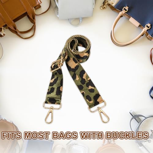 Sangles de rechange léopard vert foncé chic avec boucle dorée pour sac - 6