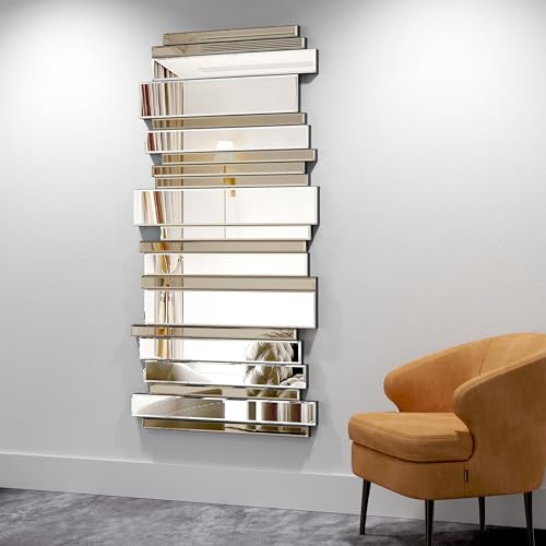 JACUKO Decorative Mirrors for Wall Decor Large Mirrors for Wall Decor Living Room Silver Mirrors 24×47 inch (Gold Brown)