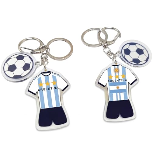2PCS Worlde Cup Soccer Keychain, Argentina Soccer Keychain, Acrylic Soccer