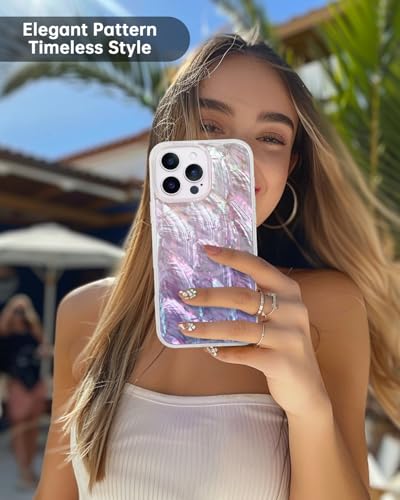 Coque iPhone 15 Pro MagSafe en nacre véritable violette chic - 6