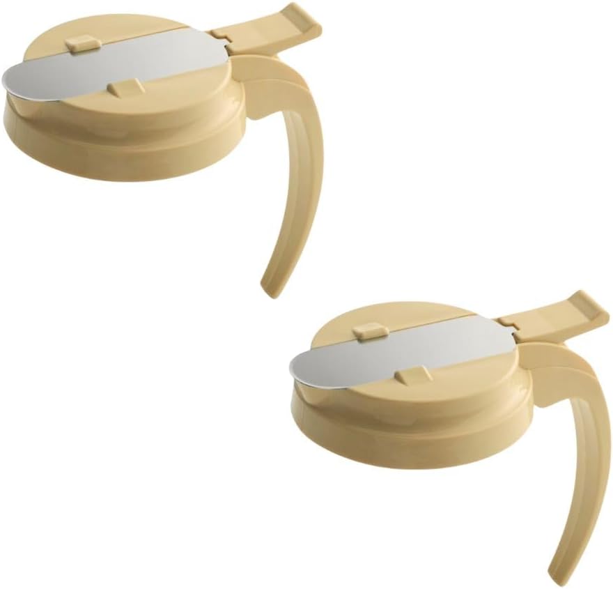 Soro Essentials- Syrup Dispenser Lid Replacement Tan Color Plastic Sef of 2- Fits 32 and 48 oz Syrup Dispensers Easy Pour Spout Waffle Pancake Syrup Container for Maple Syrup Honey Barbecue Sauce