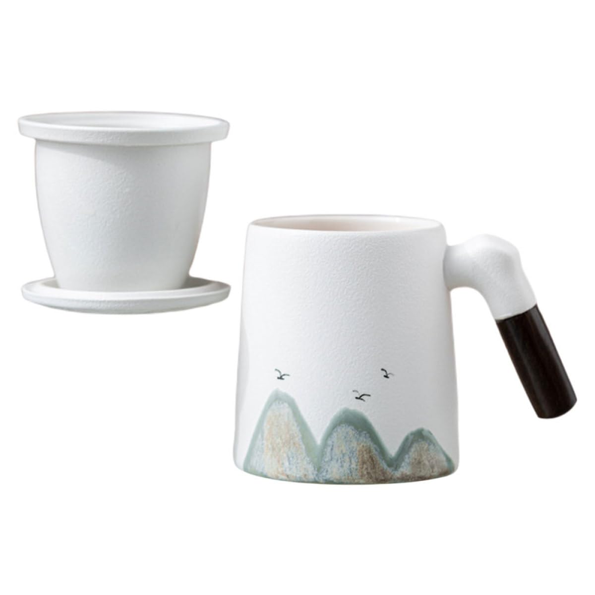 VALICLUD Taza de Cerámica Diseño con Infusor y Tapa de Color para Preparar Té Suelto y Filtro Integrado Adecuado para Escritorio