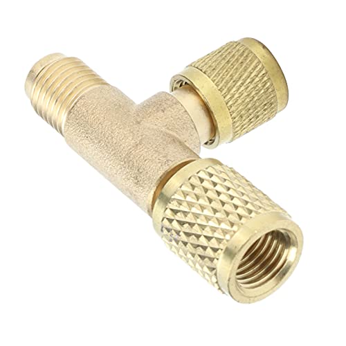 Adaptador de válvula de escape para aire acondicionado y refrigeración, 1/4 SAE, para R22, R12, R134, con material de latón, instalación sencilla miniatura 7