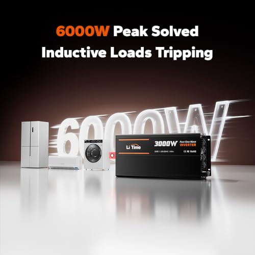 Image of LiTime 12V 3000W Pure Sine Wave Power Inverter, 6000W Surge Power for RVs