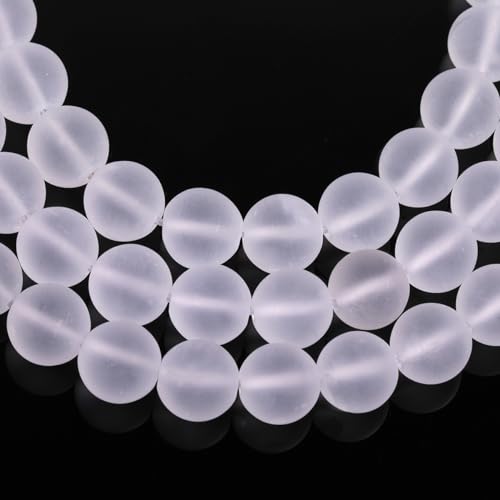 SHGbeads 10mm Frost Matte Rock White Quartz Crystal Semi Precious Gemstone Round Loose Beads for Jewellery Making DIY Handmade Craft Supplies 15" - Image 3
