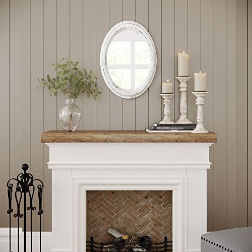 Barnyard Designs 17.75X23.5 Oval Wood Farmhouse Wall Mirror Decorative, Wooden Rustic Small Wall Mirror, Bedroom Mirrors For Wall Decor, Wood Wall Mirror Living Room Or Bathroom Vanity Mirror, White #TOP3