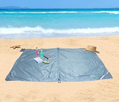 Homecall Tapis de plage pliable avec poche de rangement, format XXL (Bleu) Cover