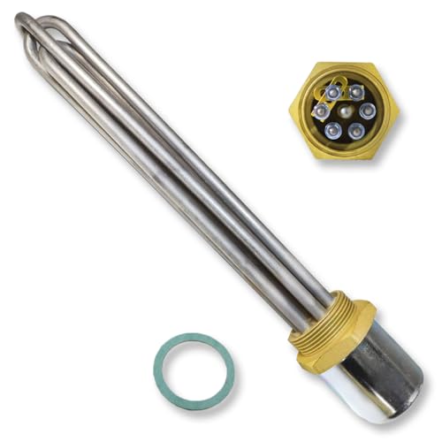 GOLDMAN SERVICE Résistance d'immersion | Puissance : 6 000 W (230/380 V) | métrique : 1 ½ pouce + joint | Pièce de rechange pour réservoir industriel isotherme électrique