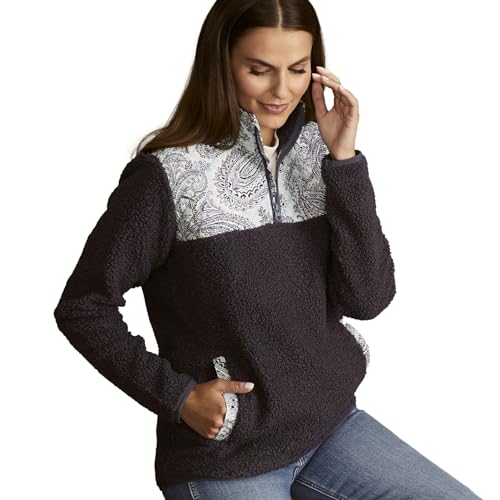 Vera Bradley 36587-182593XL Women'S Fleece Pullover Sweatshirt With Pockets (Extended Size Range), Soft Sky Paisley cover