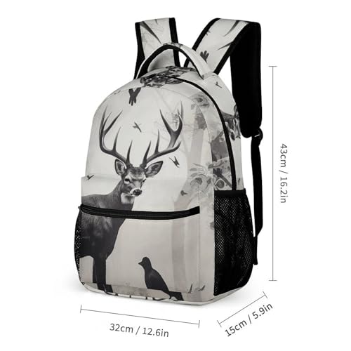 Hunting Silhouette of Deer Backpack Set 3 Piece, Durable Backpack Insulated Lunch Bag Portable Pencil Case for Men Women2