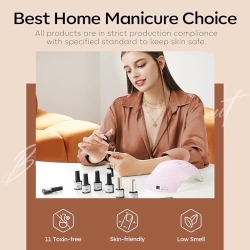modelones Nude Gel Nail Polish Set -6 Colors Neutral Milky White Pink Brown Gel Polish Kit Skin Tones Soak Off Nail Kit Manicure DIY at Home Nail Art Salon Gift