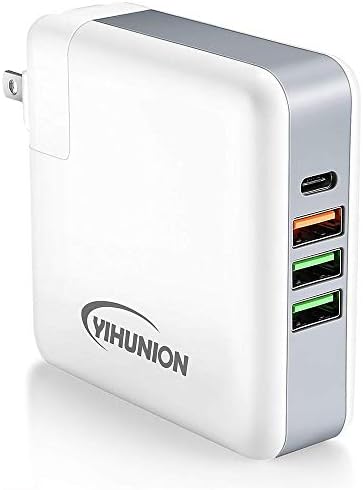USB C Power Adapter Charger, YIHUNION 60W 4-Port USB C Wall Charger Station with 1 Power Delivery Port for MacBook and 3 Power iSmart Ports for iPhone iPad Tablets Samsung Cellphones