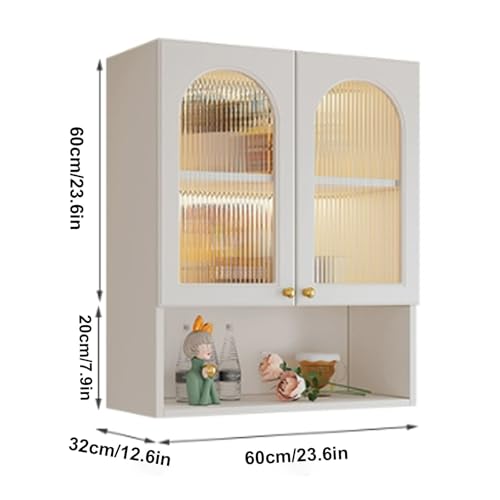 Armoire murale blanche moderne de rangement élégant avec vitrine 80 cm - 3