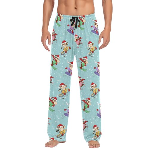 Pantalon de pyjama homme Singe de Noël multicolore taille L avec poches