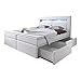 Produktbild Wohnen-Luxus Boxspringbett 160x200 Weiß mit Bettkasten LED Kopflicht Kunstleder Hotelbett Polsterbett Brüssel (160 x 200)