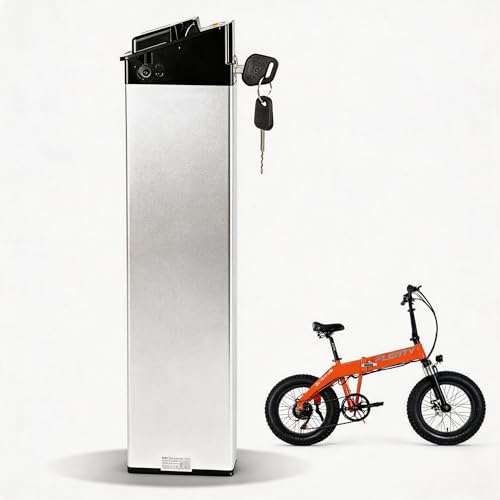 Image of 48V 10Ah Ebike Battery with Smart BMS & Safety Lock, 480Wh 13S4P 52-Cell Pack, Silver Aluminum - Powers 200W-350W Folding Electric Bikes, Compatible with SAMEBIKE KAISDA FIIDO M1 Pro (48V)