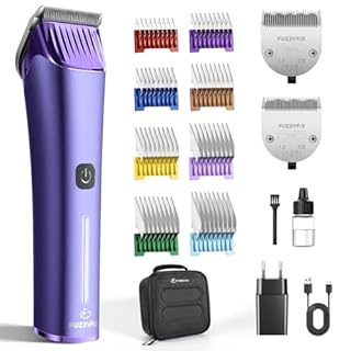 FuzzyFix Tosatrice per cani professionale con lama di ricambio, kit per la toelettatura degli animali domestici senza fili con lama regolabile 5 in 1, rifinitore ricaricabile a 2 velocità