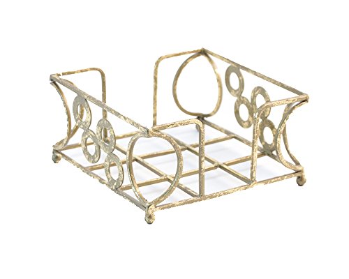 Boston International Celebrate The Home Cairo Circles Cocktail Napkin Holder Caddy, 5.25 X 5.25-Inches, Antique Brass #TOP7